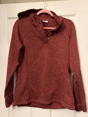 Columbia Rust Heathered Button-Neck Hoodie